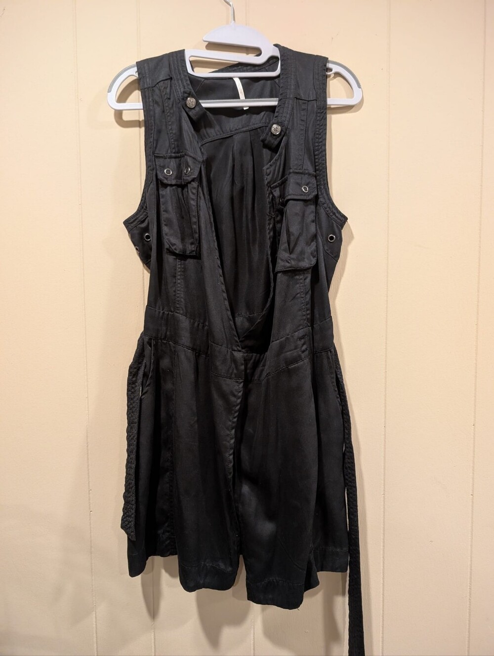 Free People Black Desert Daylight Sleeveless Utility Romper Dress S/P